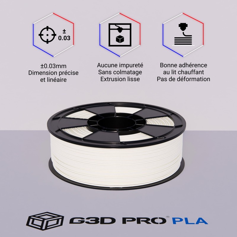 Fil 3D PLA 1 Kg 1.75 mm Blanc – Image 3