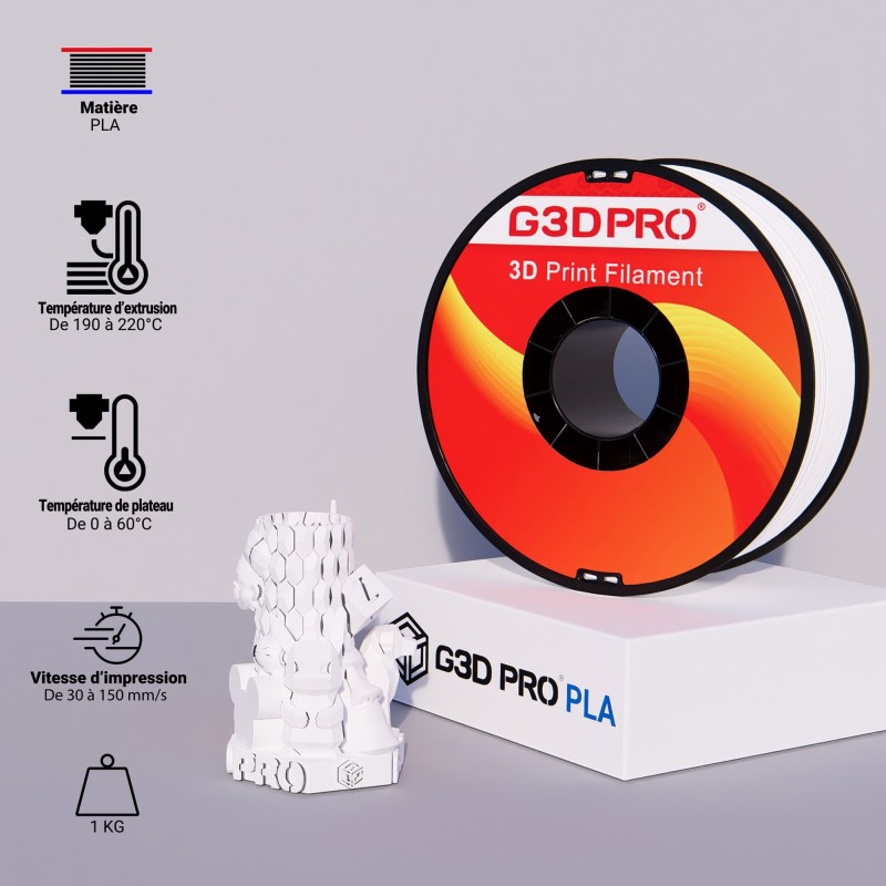 Fil 3D PLA 1 Kg 1.75 mm Blanc Neige – Image 5