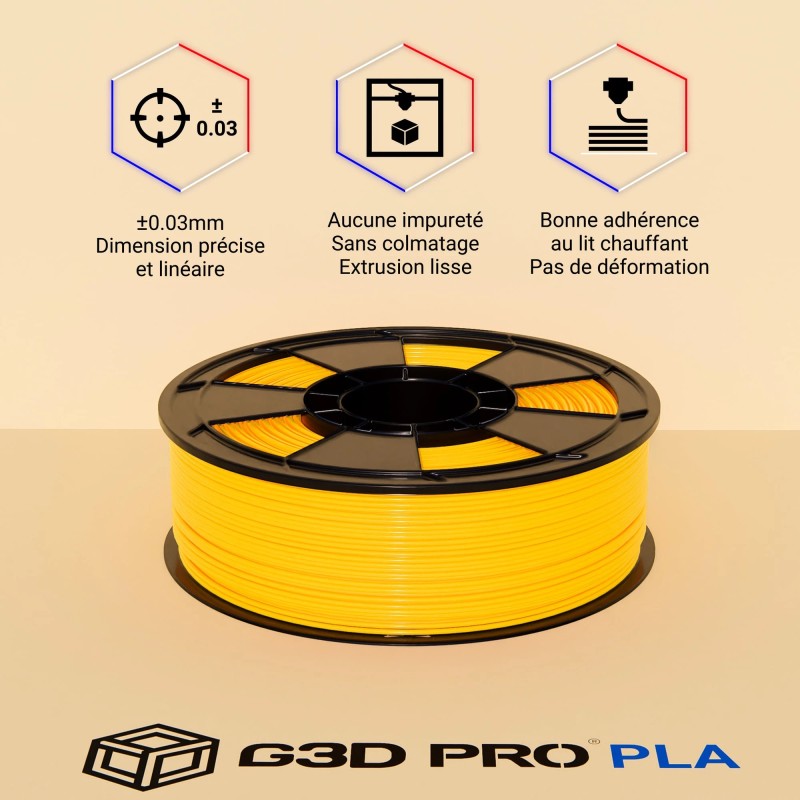 Fil 3D PLA 1 Kg 1.75 mm Jaune – Image 2
