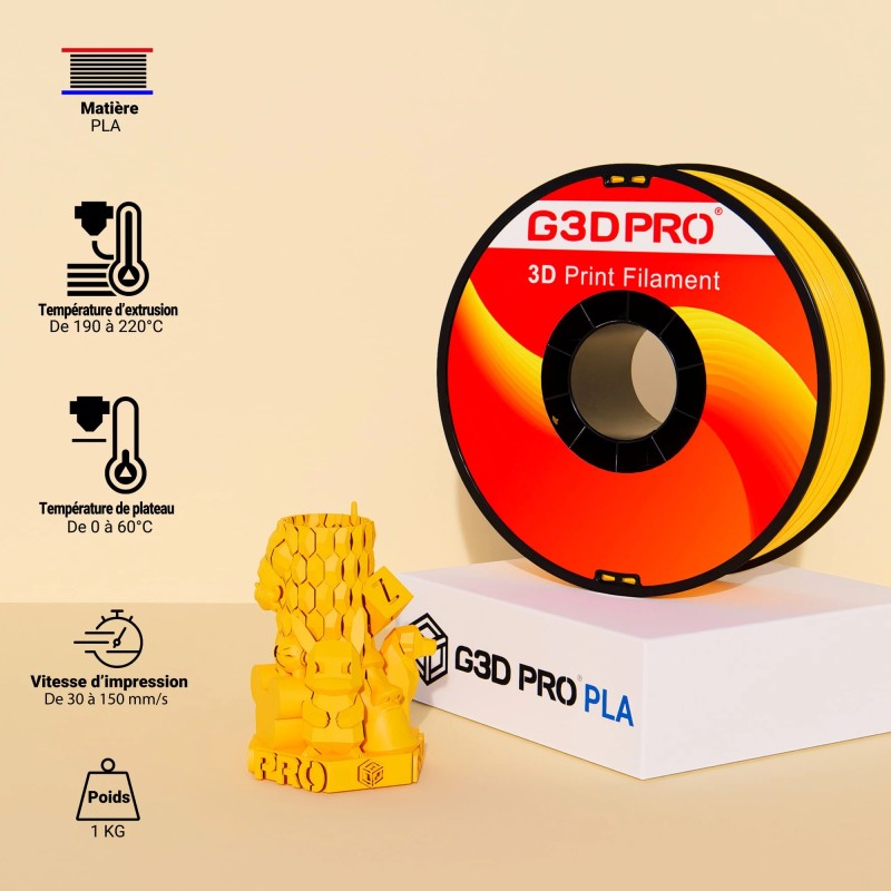 Fil 3D PLA 1 Kg 1.75 mm Jaune – Image 3