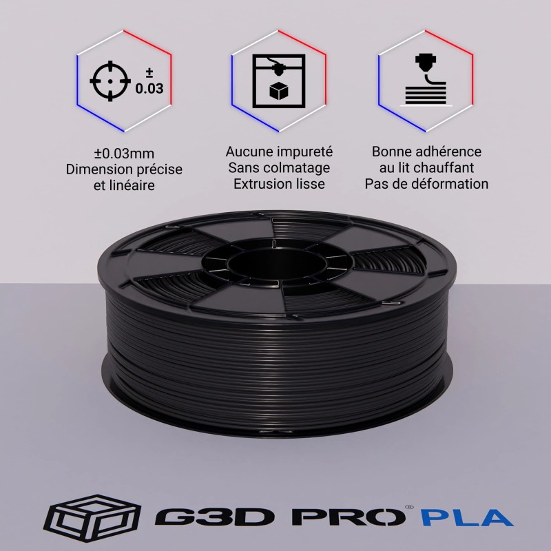 Fil 3D PLA 1 Kg 1.75 mm Noir – Image 3