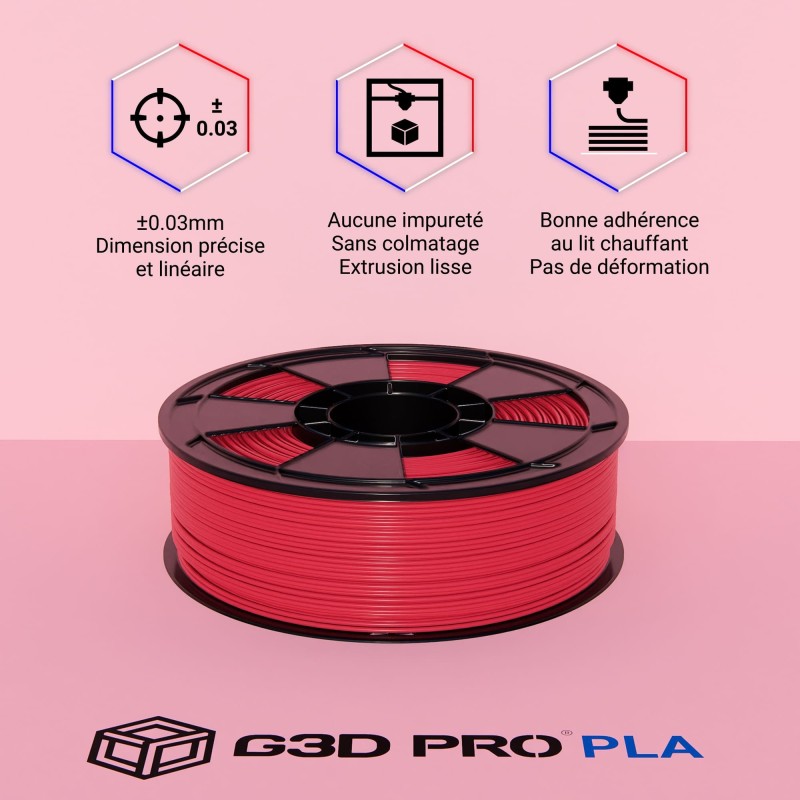 Fil 3D PLA 1 Kg 1.75 mm Rouge – Image 4
