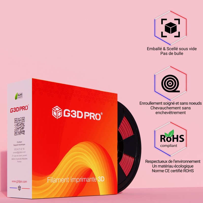 Fil 3D PLA 1 Kg 1.75 mm Rouge – Image 6
