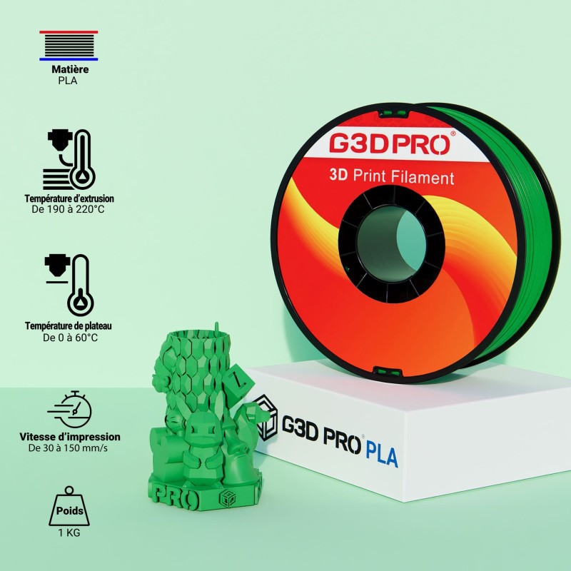 Fil 3D PLA 1 Kg 1.75 mm Vert – Image 5