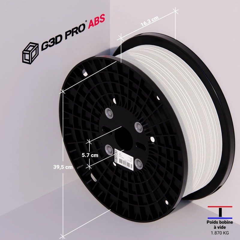 Filament 3D G3D PRO ABS 1.75mm Format 9KG XXL Blanc – Image 5