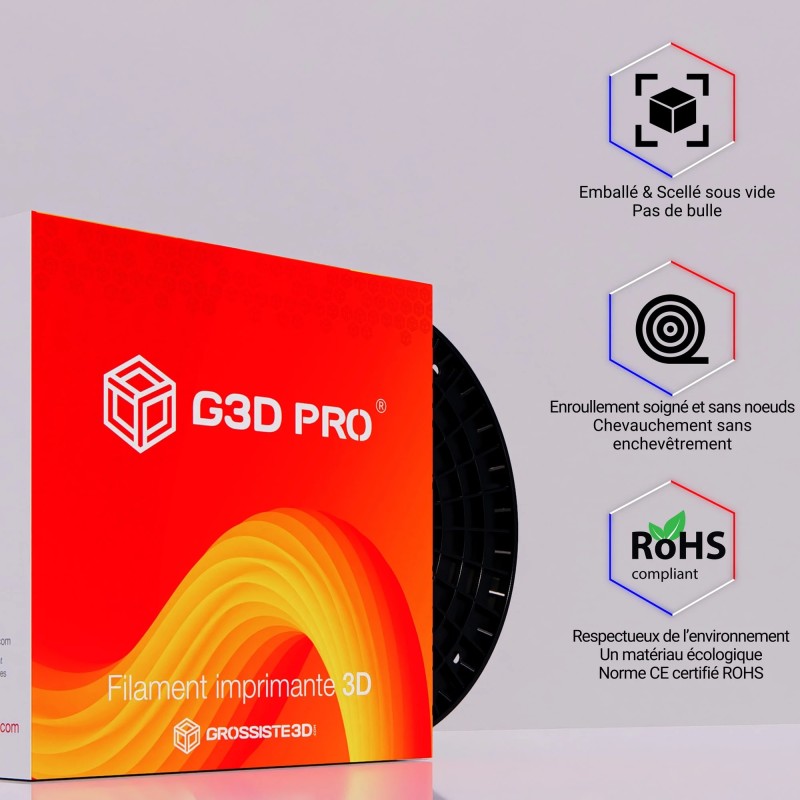 Filament 3D G3D PRO ABS 1.75mm Format 9KG XXL Noir – Image 4