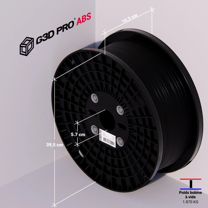 Filament 3D G3D PRO ABS 1.75mm Format 9KG XXL Noir – Image 5