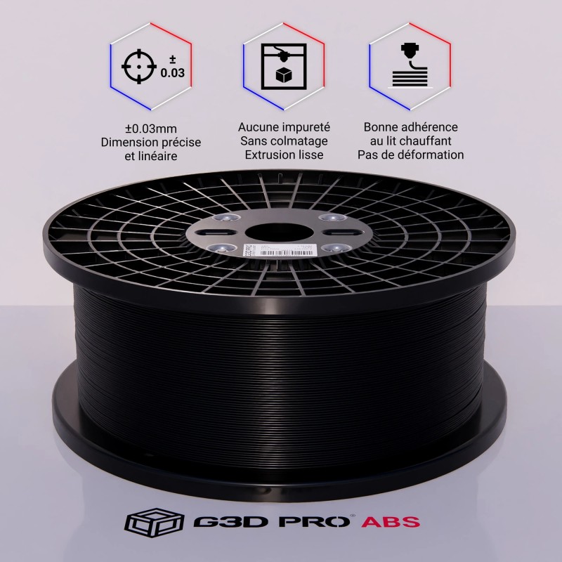 Filament 3D G3D PRO ABS 1.75mm Format 9KG XXL Noir – Image 2