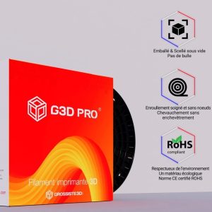 FILAMENT 3D G3D PRO PETG 1.75MM FORMAT 10KG XXL NOIR