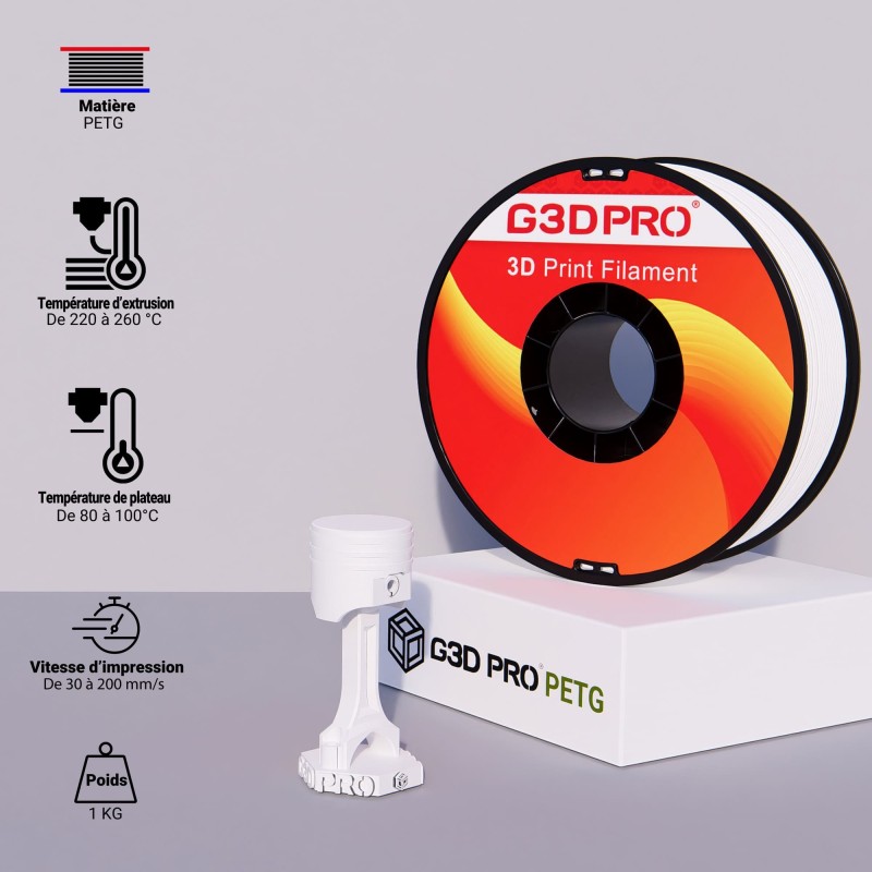 Filament 3D PETG 1 Kg Blanc 1.75 mm – Image 5